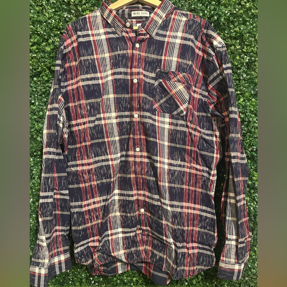 MARC ECKO 2XL button down red/white/blue